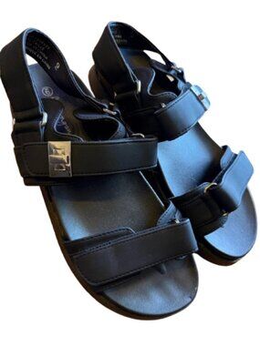 Women’s Black Velcro Strap Comfort Sandals Size 9